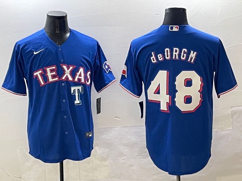 Men Texas Rangers #48 Degrom Blue Game 2025 Nike MLB Jersey style 7
